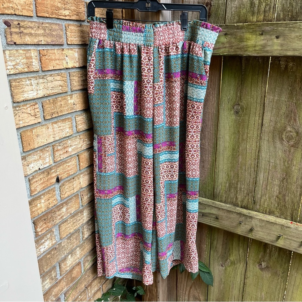 Rose & Olive Multicolor Patchwork Wide Leg Pants - image 1